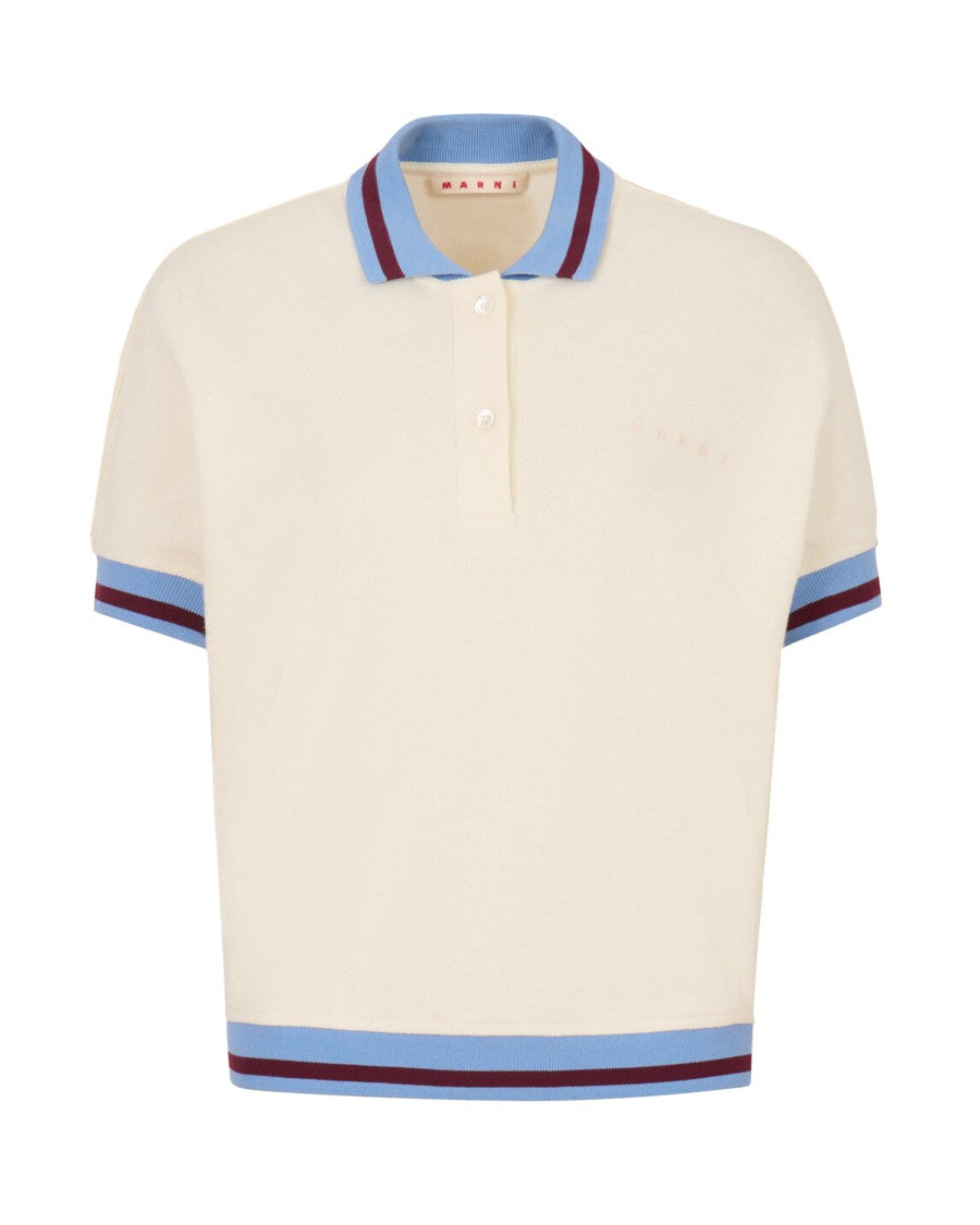 Marni White Polo Shirt With Colored Edges