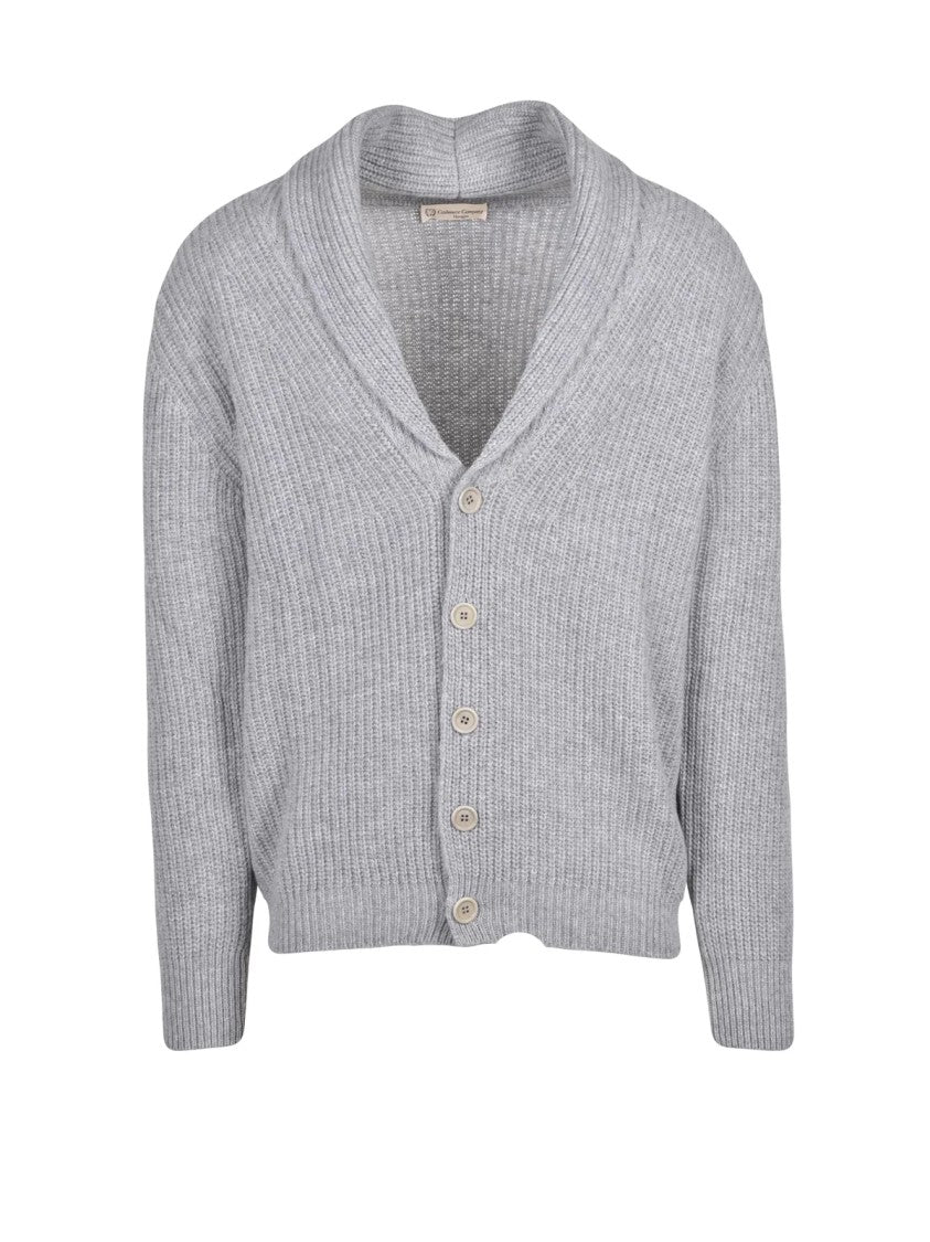 Cashmere Company P. Shawl Collar Cardigan In Light Grey With Button Closure