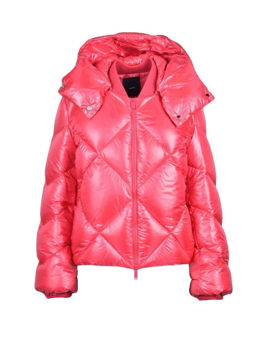 Add Quilted Short Down Jacket With Glossy Finish