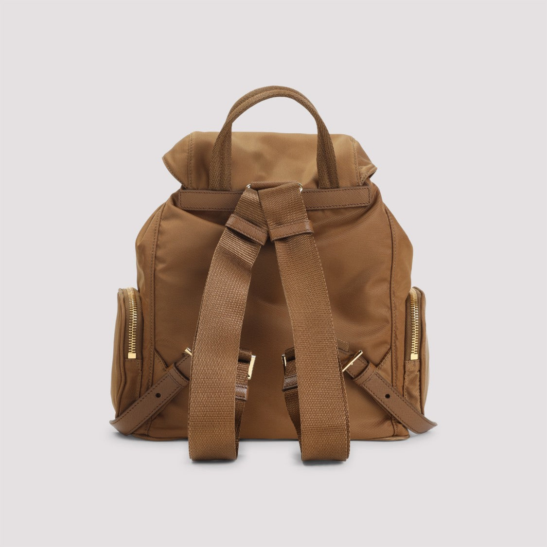 Prada Brown Polyamide Bucket Bag With Multi-Compartment Design