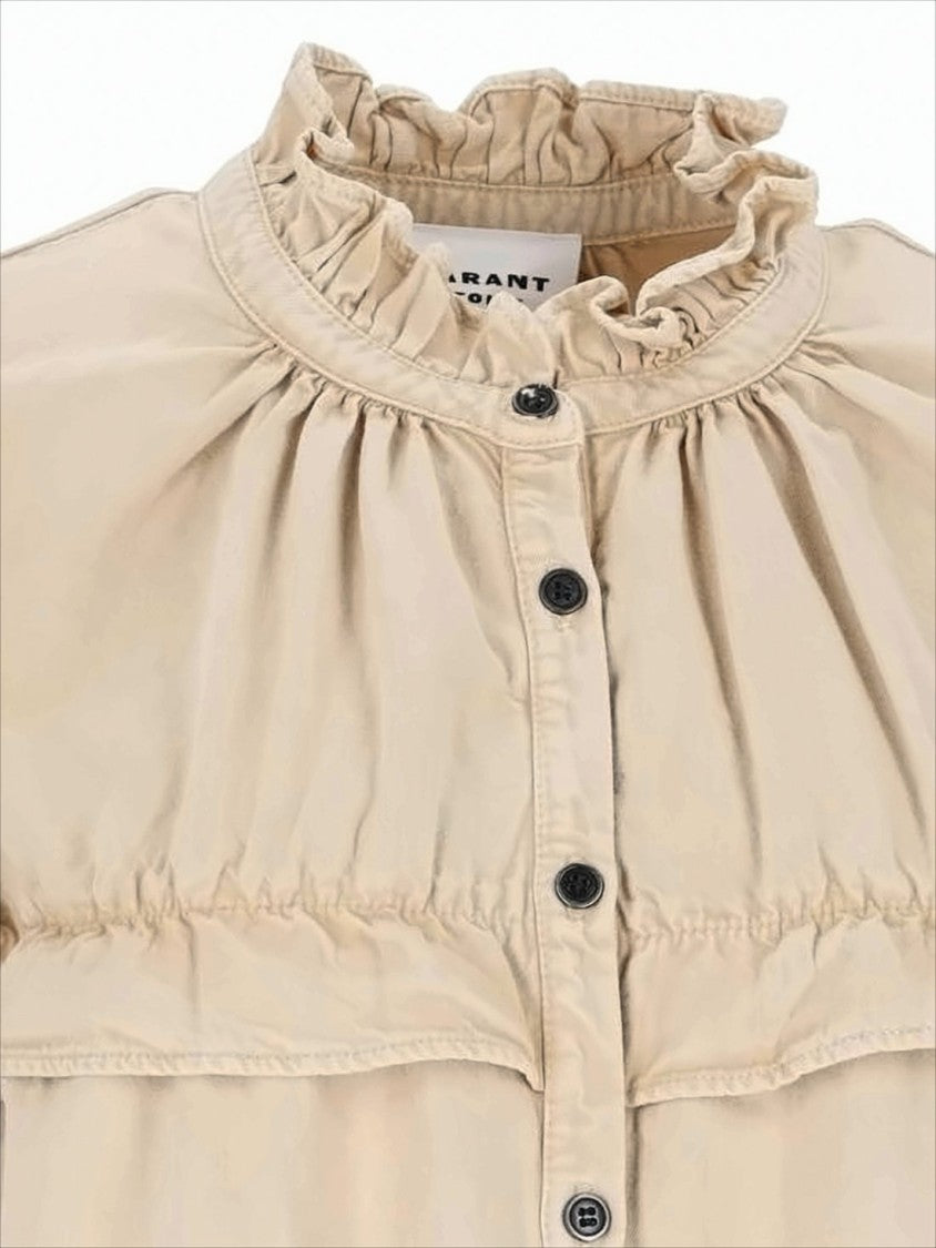 Isabel Marant Beige Ruffled Neckline Blouse With Button-Down Front