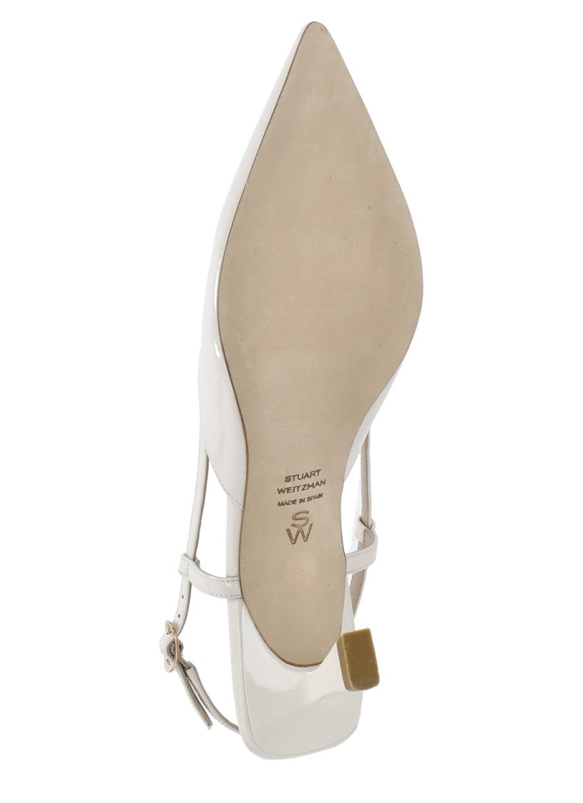 Stuart Weitzman Ivory Vinnie 50 Polished Leather Slingback
