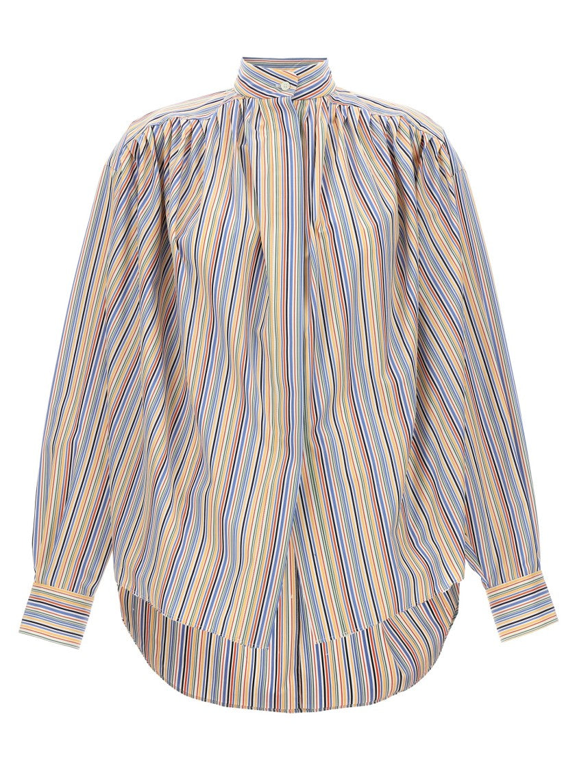 Etro Striped Cotton Shirt With High Collar