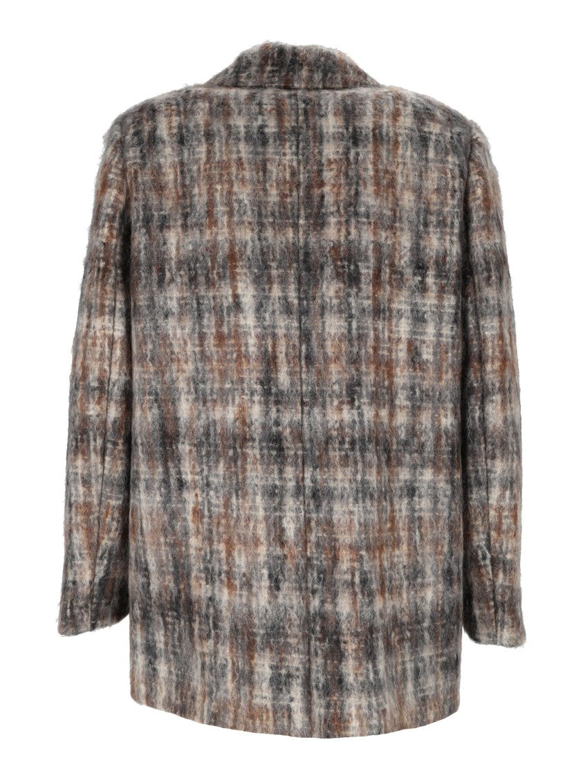 Peserico Woman Coat Plaid Double-Breasted Peacoat