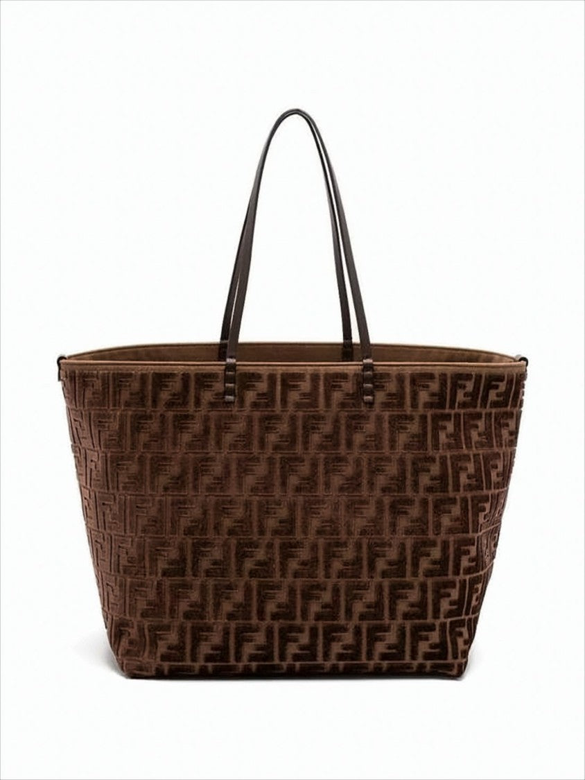 Fendi Trapezoidal Brown Calf Leather Tote Bag
