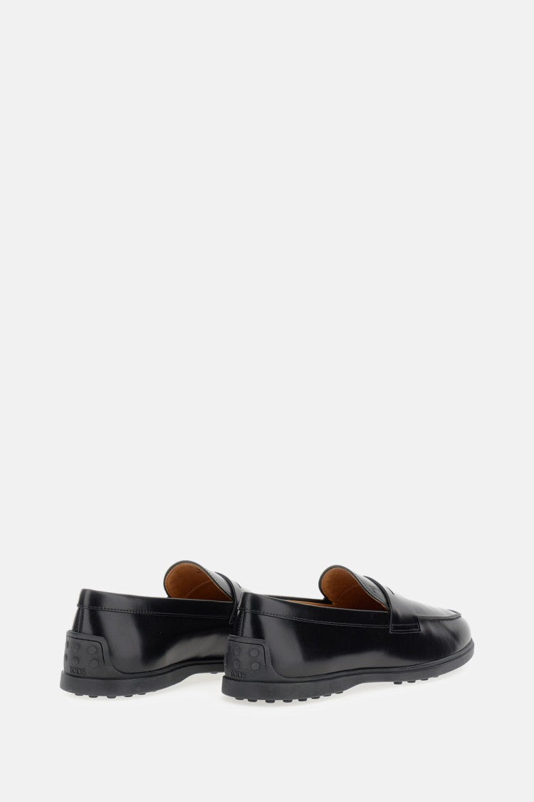 Tod's Calfskin Moccasin With Embossed Monogram And Rubber Gommini Sole