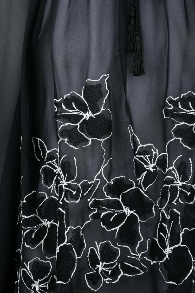 Ermanno Firenze Voile Blouse Puff Sleeves Black