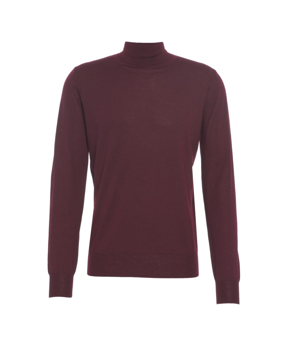 Paolo Pecora Fine Knit Turtleneck Sweater In Burgundy