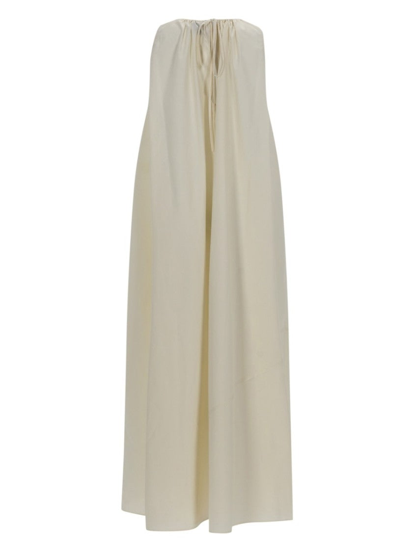 Alysi Neutrals Sleeveless Gathered Neck Dress