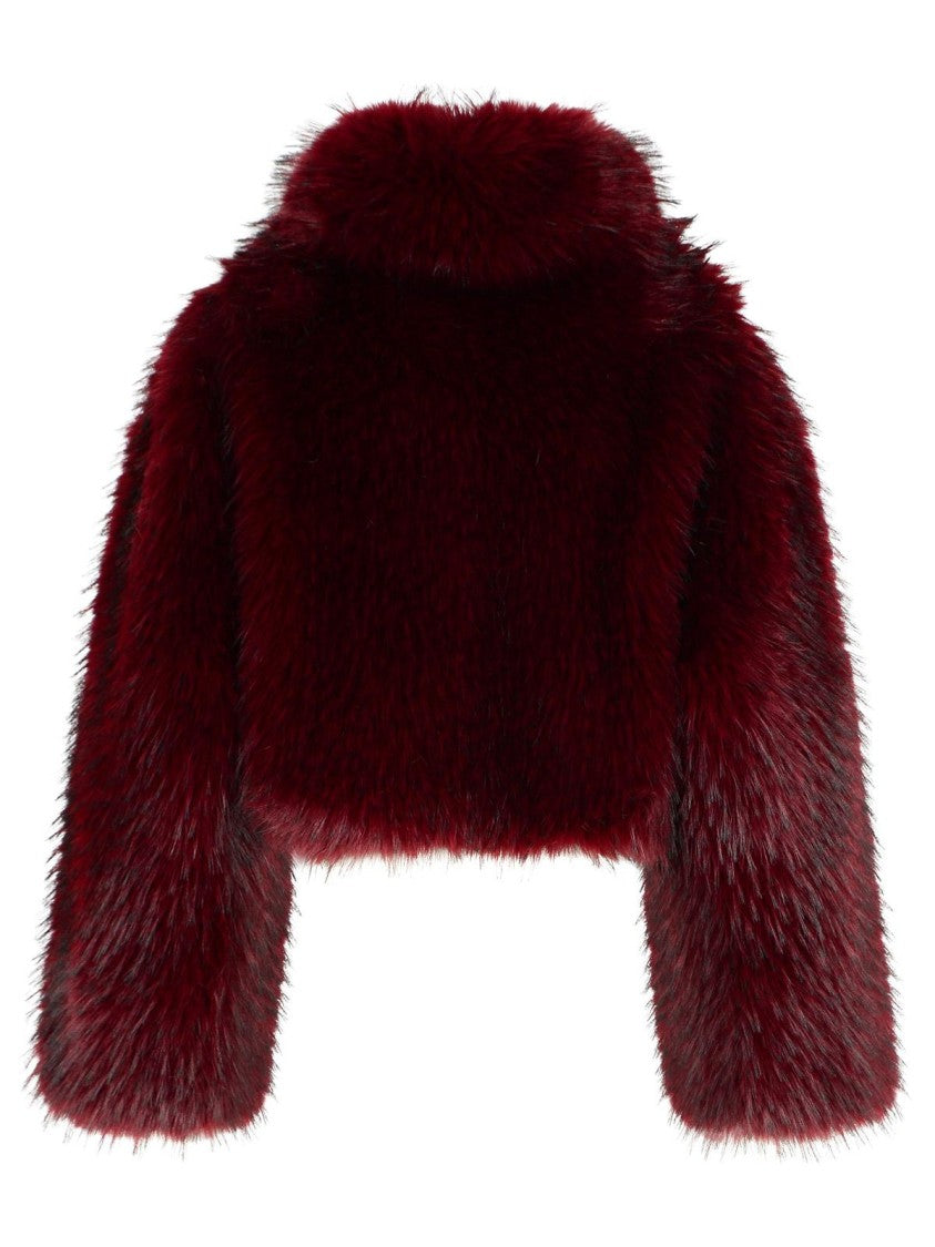 Rotate Salia' Burgundy Polyester Faux Fur Coat