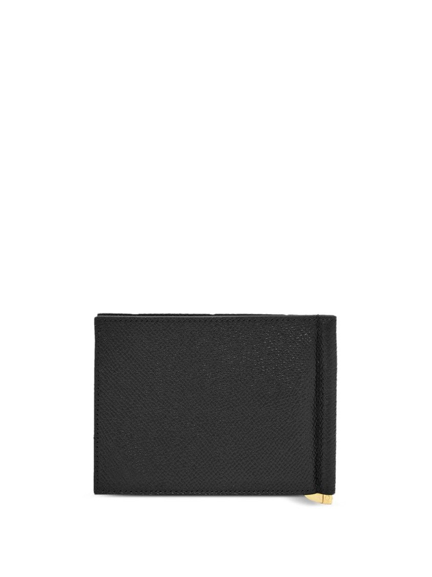 Ferragamo Textured Calf Leather Money Clip Wallet