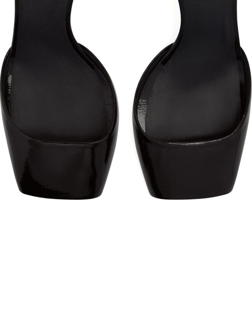 Courrèges Black Patent Leather Ankle Strap Heels