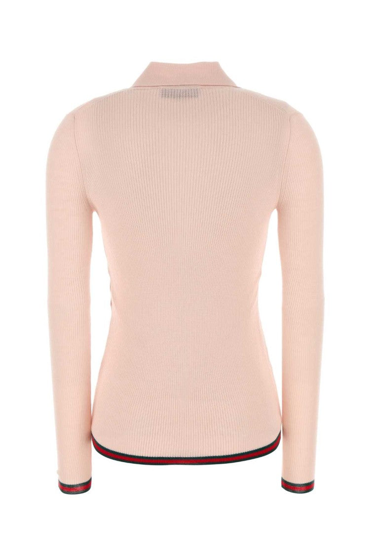Gucci Light Pink Cashmere Blend Polo Shirt