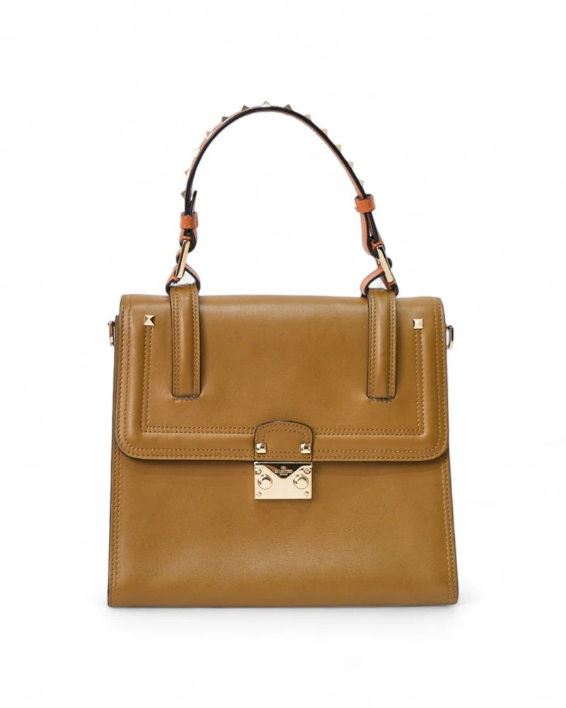 Valentino Small Cabana Studded Brown Leather