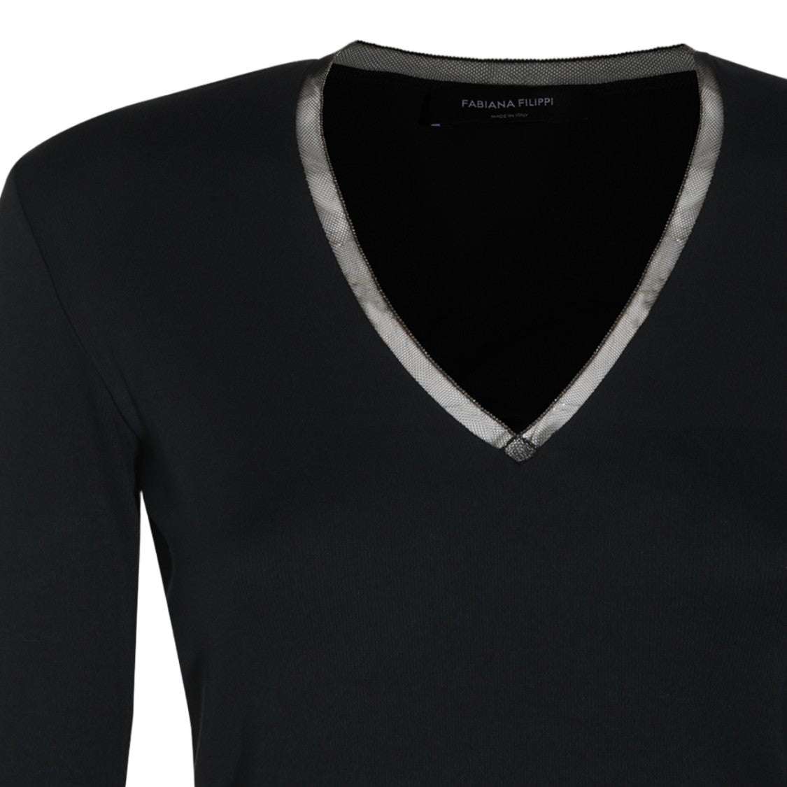 Fabiana Filippi Deep V-Neck Long-Sleeve T-Shirt