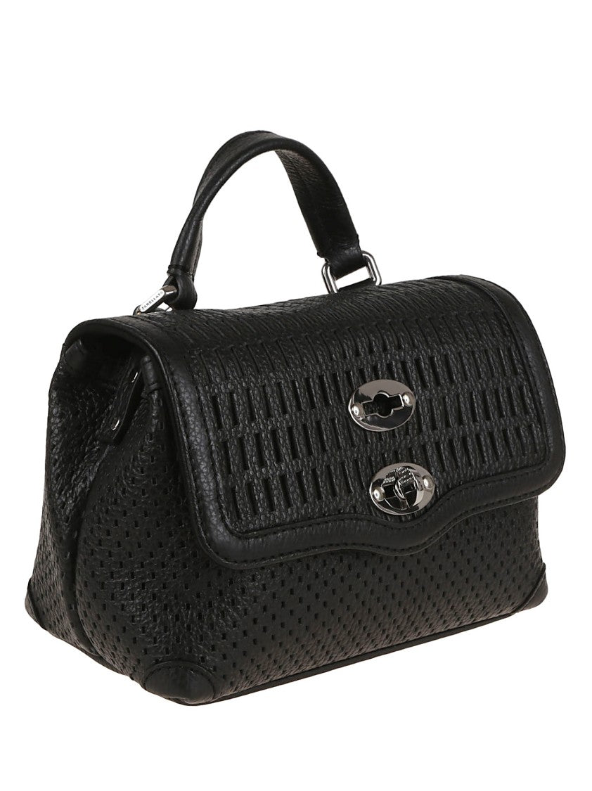 Zanellato Structured Black Calf Leather Shoulder Bag