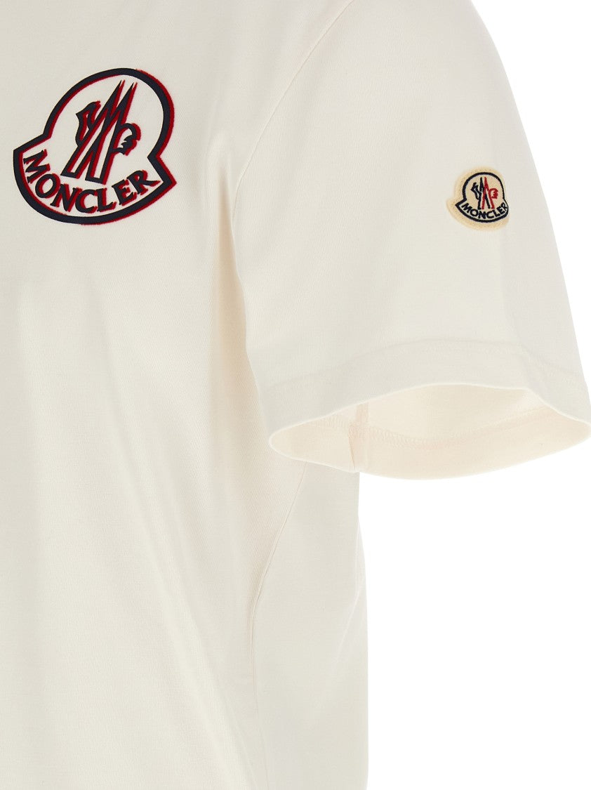 Moncler Flocked Logo T-Shirt In Organic Cotton With Aesthetics