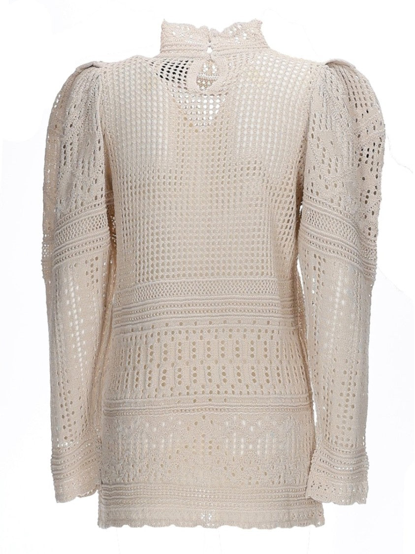 Isabel Marant Neutrals Dahara Open-Knit Crochet Top