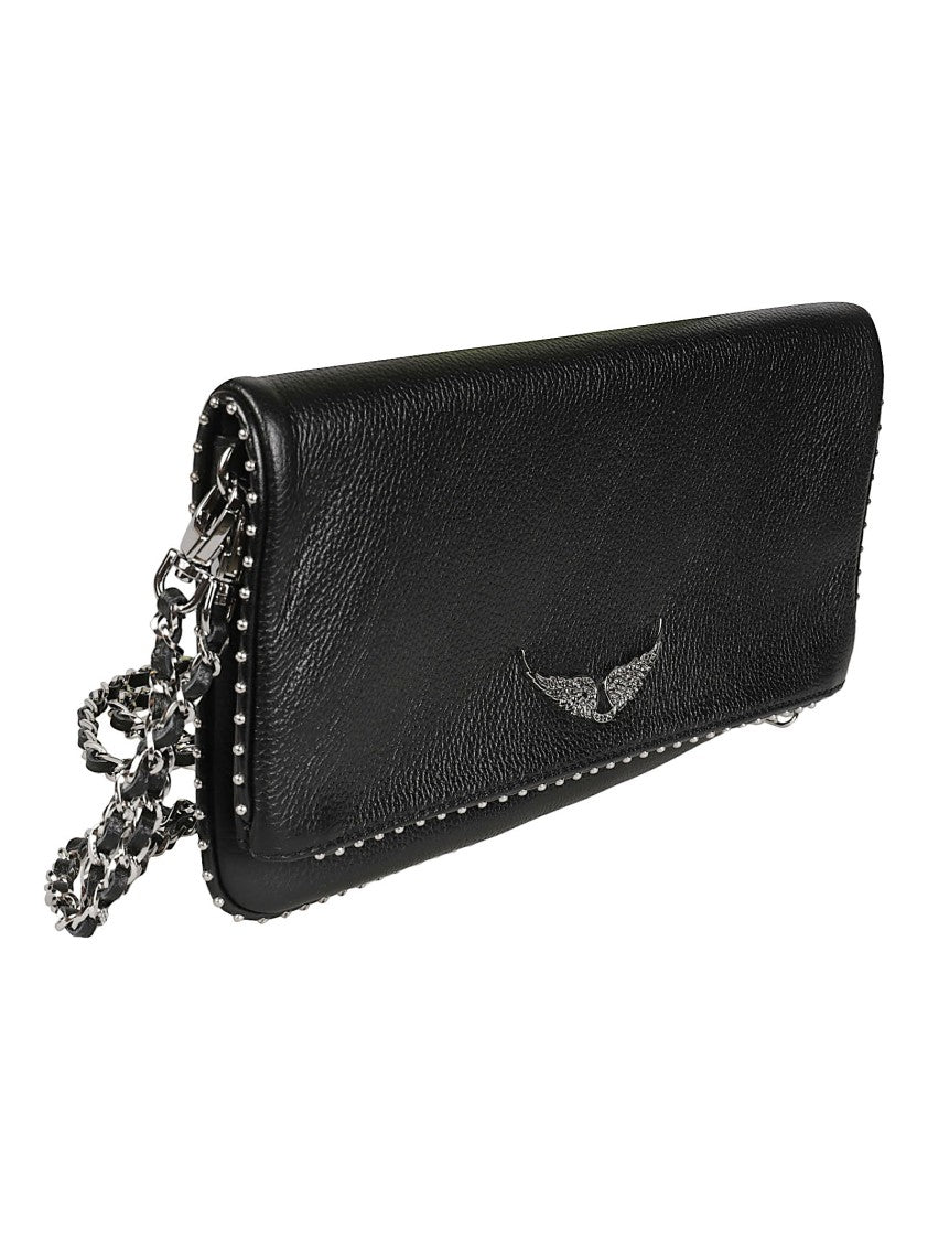 Zadig & Voltaire Rock Studs Pebbled Leather Wing Shoulder Bag