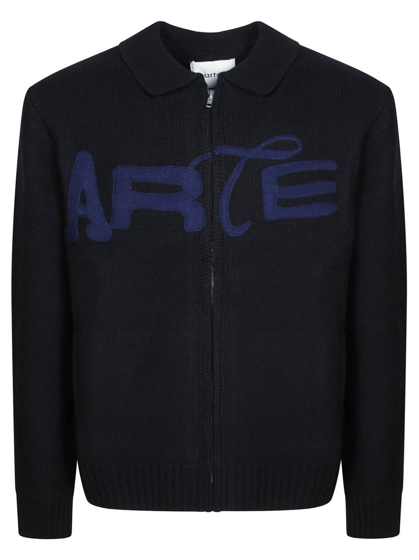 Arte Dark Knit Fabric Graphic Zip-Through Knit