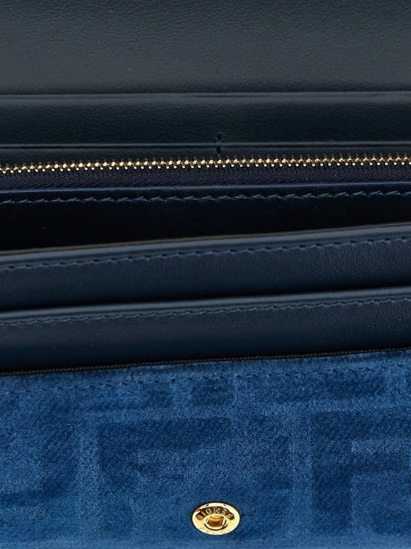 Fendi Textured Fabric Long Wallet With Gold-Tone Clasp