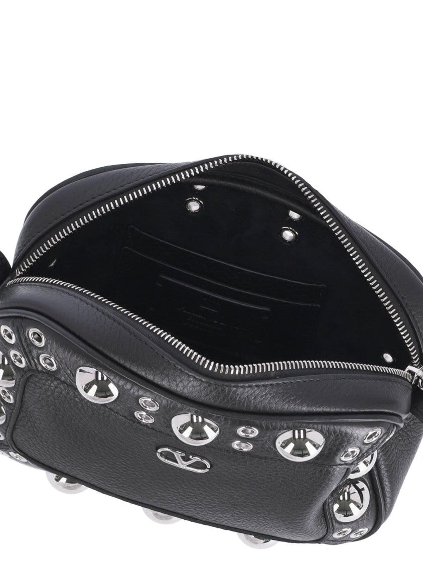 Valentino Garavani Compact Black Bag With Textured Exterior