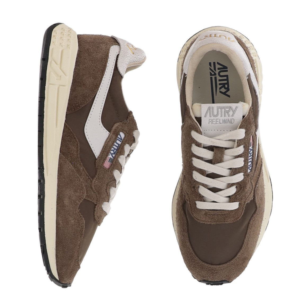 Autry Brown/White Padded Heel Running Sneakers