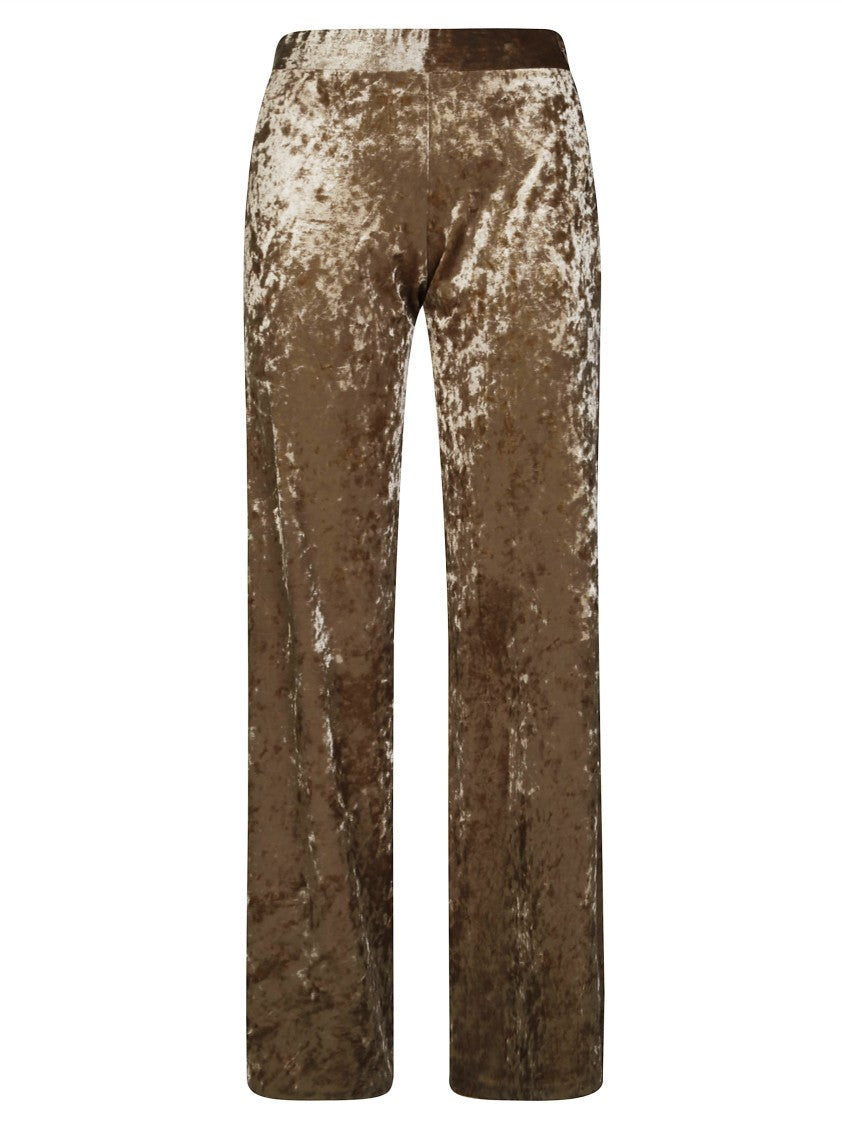 Forte Forte High-Waisted Iridescent Stretch Velvet Pants