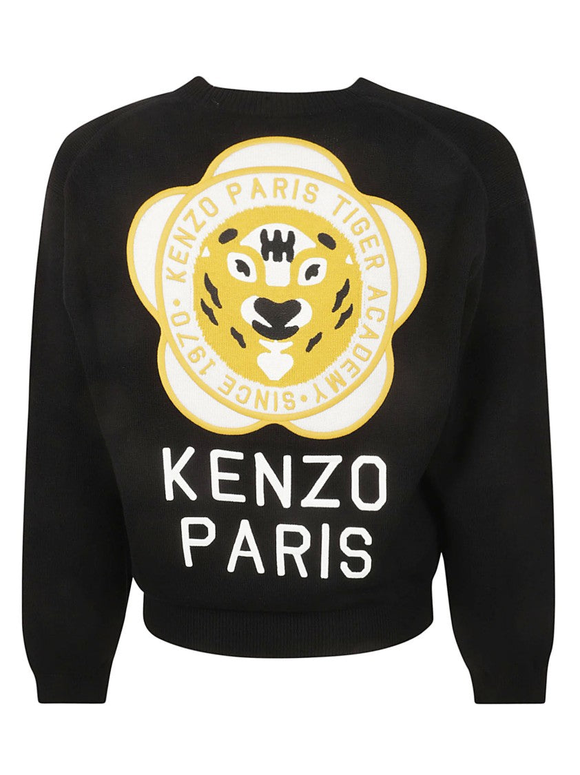 Kenzo Relaxed-Fit Black Sweater With Tiger Graphic