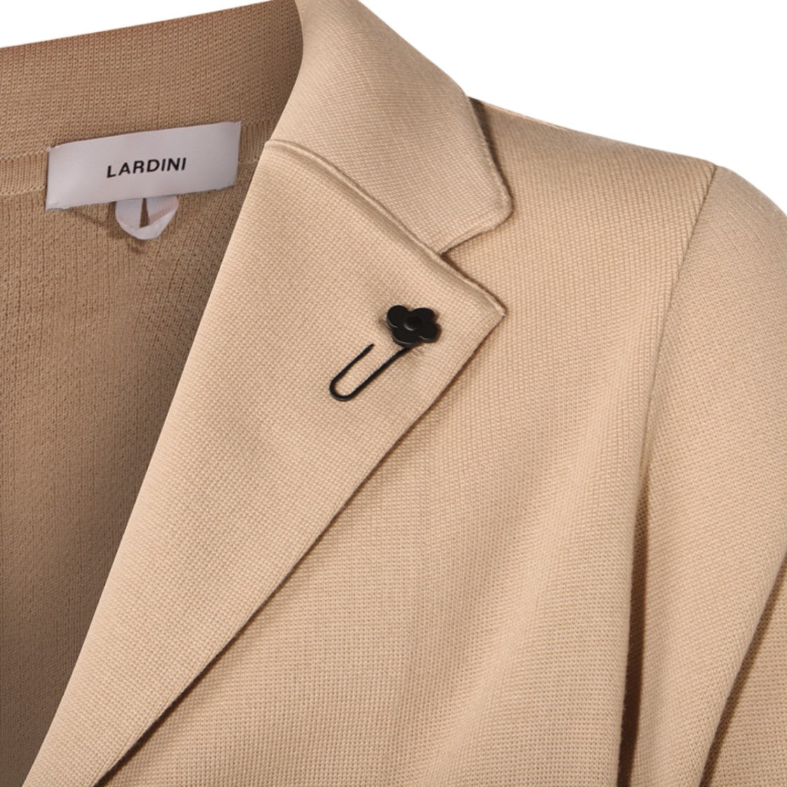 Lardini Tailored Brown Blazer With Textured Fabric And Floral Pin