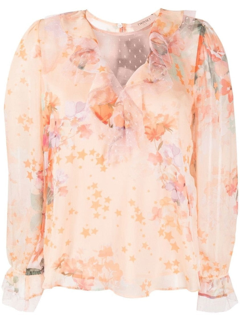 Twin-Set Creponne Blouse With Ruffles
