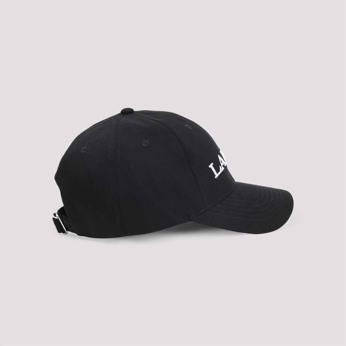 Lanvin Structured Black Cotton Cap With Embroidered Logo