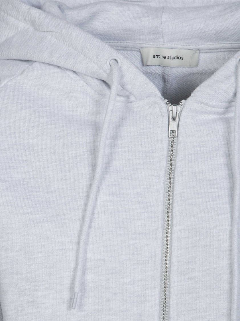 Entire Studios Slim Zip Up Cropped Slim-Fit Drawstring Hooded Sweatshirt