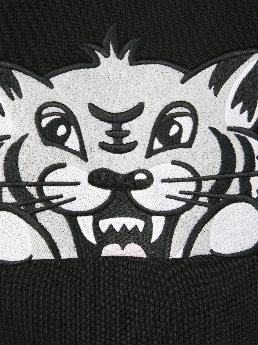 Kenzo Black Hoodie With Iconic Tiger Embroidery