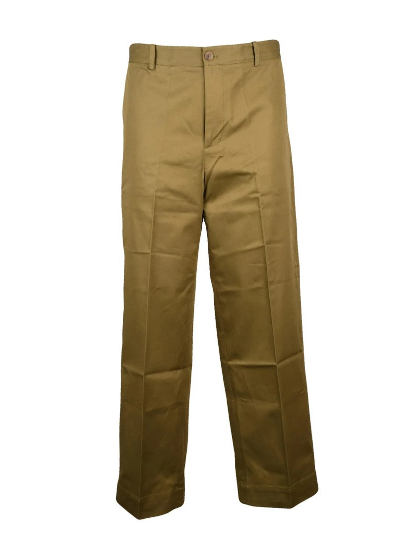 Maison Kitsuné High-Waisted Straight-Cut Trousers With Zip Closure And Subtle Branding