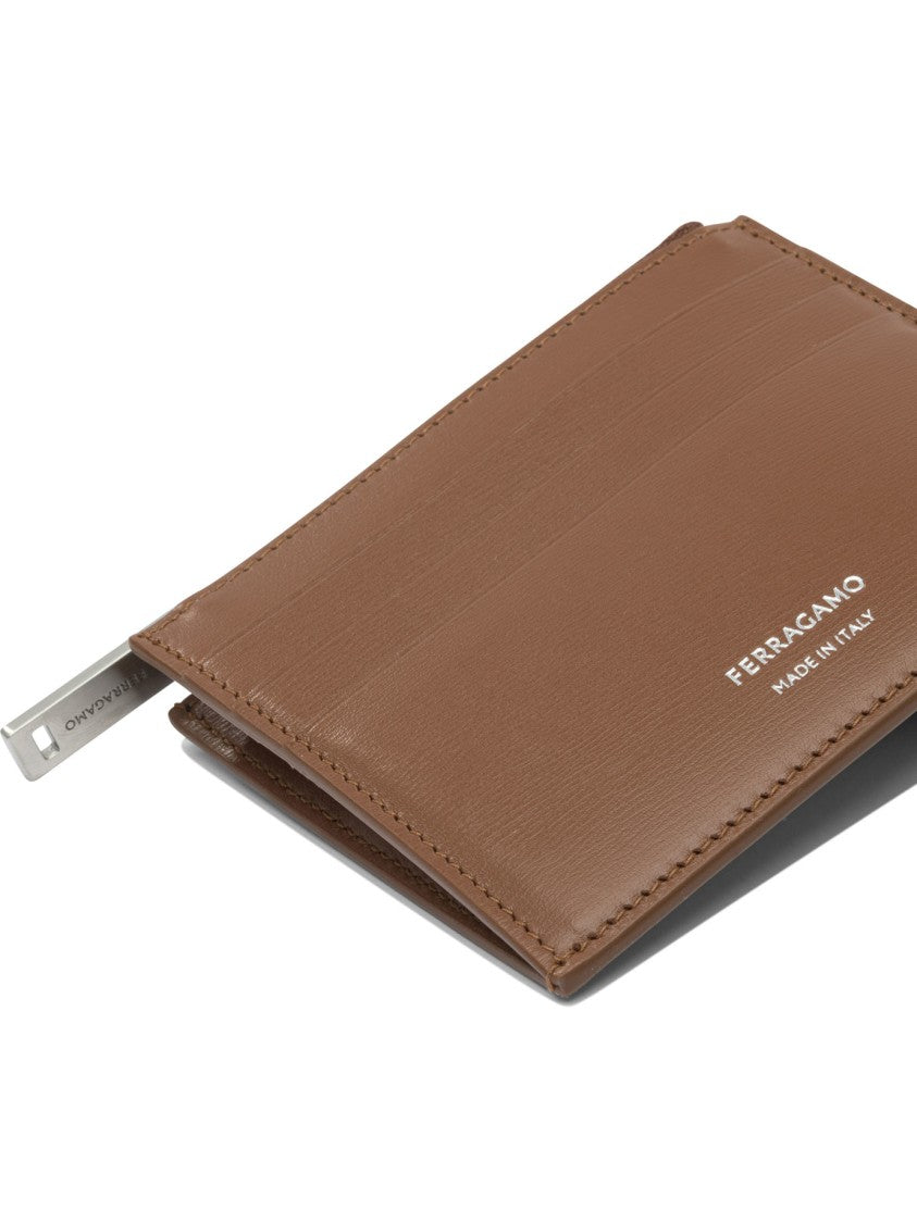 Ferragamo Brown Calf Leather Wallet With Refined Finish