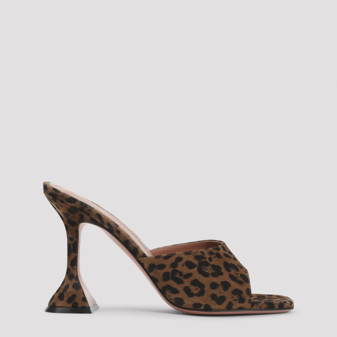 Amina Muaddi Leopard Print Suede High-Heeled Mules