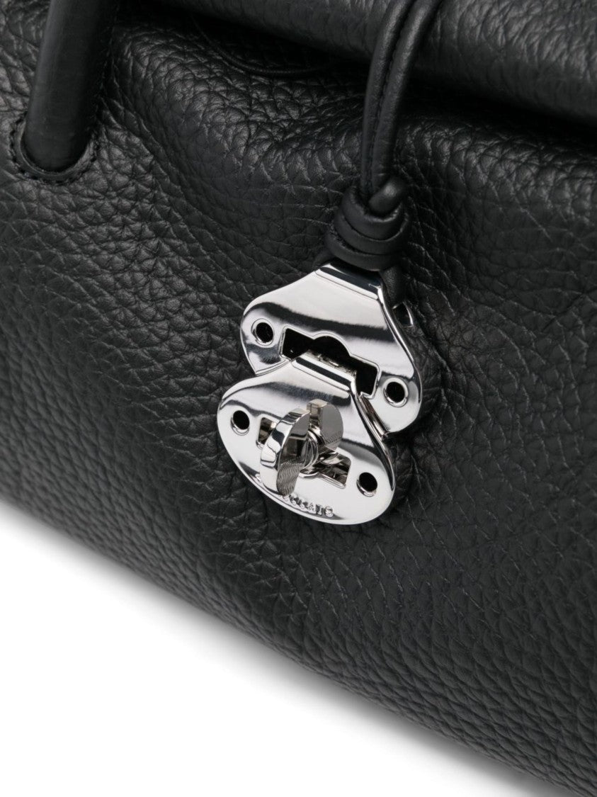 Zanellato Textured Leather Handbag With Turn-Lock Clasp And Detachable Strap