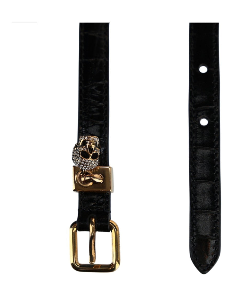 Alexander Mcqueen Skull Croc Embossed Double Belt