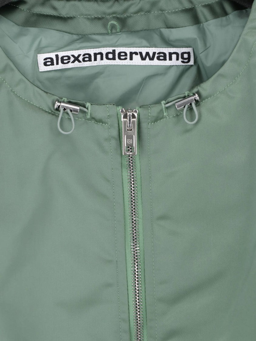 Alexander Wang Green Drawstring Collar Bomber Jacket