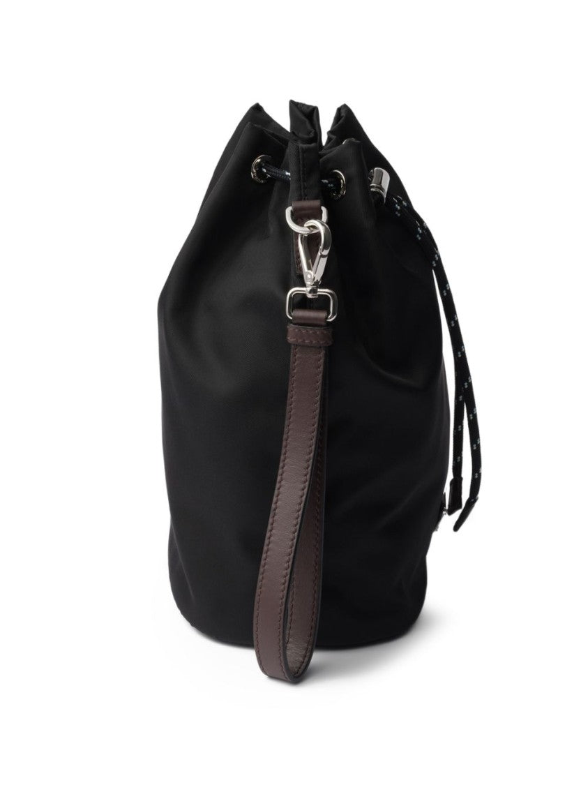 Prada Black Recycled Polyamide Drawstring Shoulder Bag