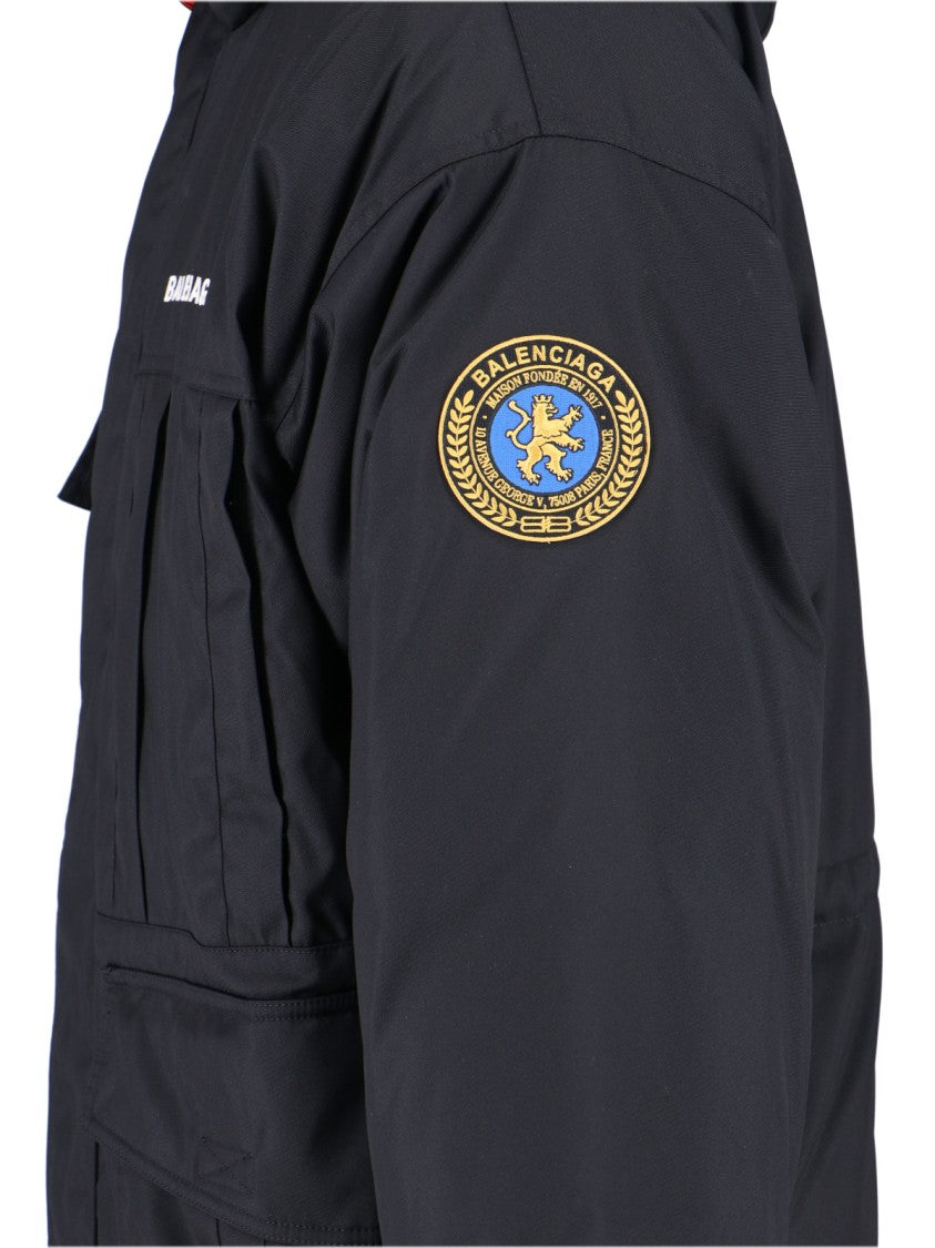 Balenciaga Reversible Logo Puffer Jacket – Black/Red