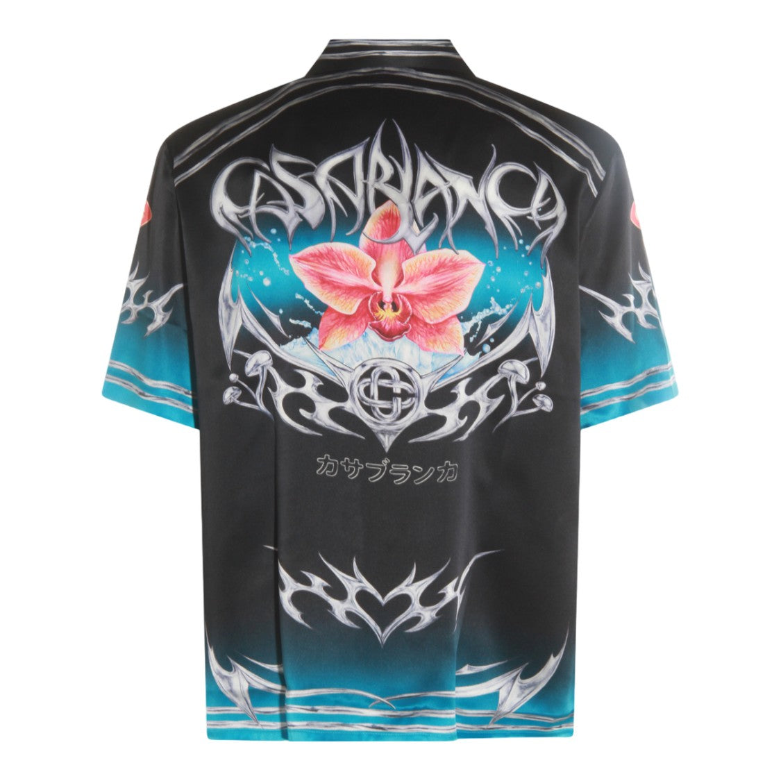 Casablanca Short-Sleeve Black Shirt With Turquoise Gradient