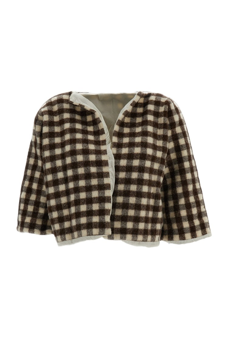 Daniela Gregis Multicolor Plaid Bonded Wool Scarf Jacket