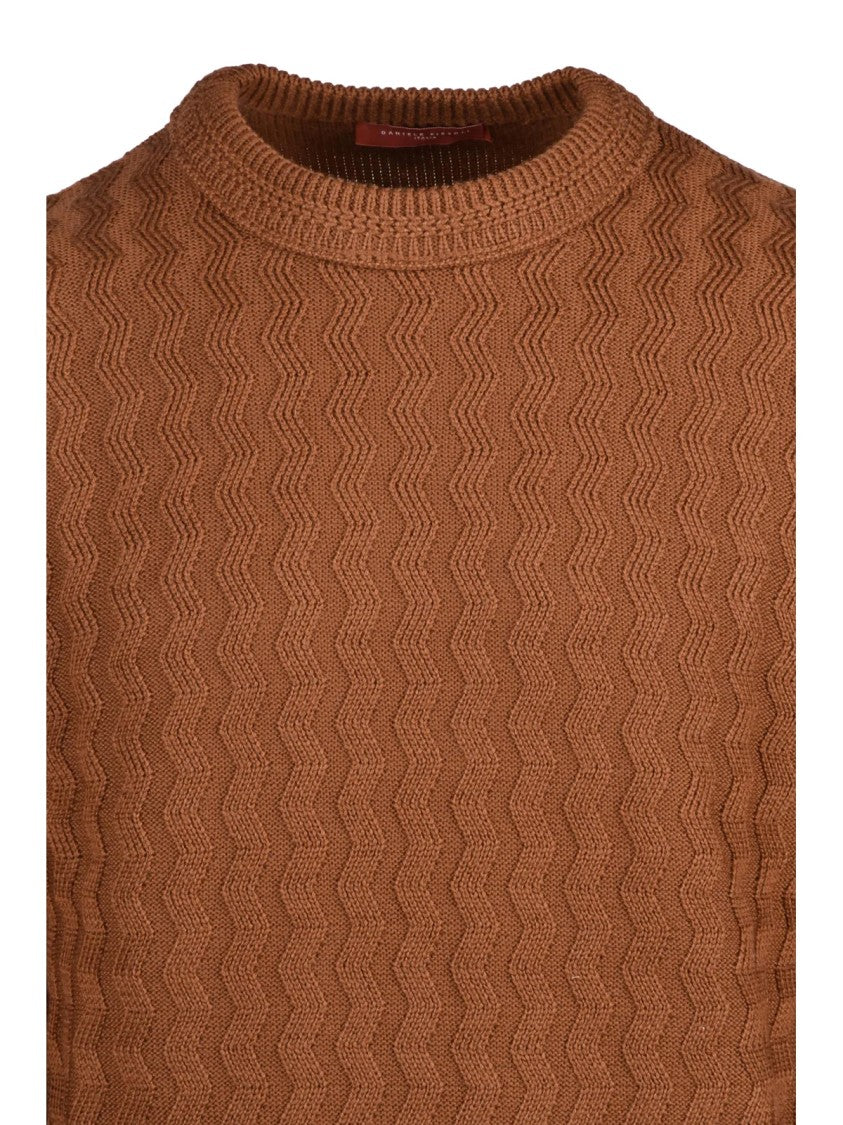 Daniele Fiesoli Multicolor Textured Knit Crewneck Sweater