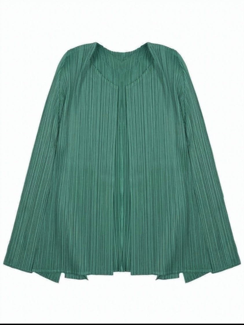 Pleats Please Lightweight Pleated Cardigan With Flared Silhouette