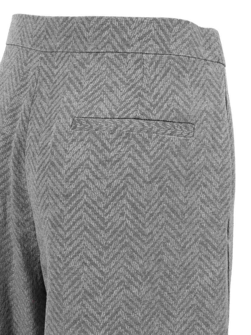 Emporio Armani Wide-Leg Trousers With Herringbone Pattern And Discreet Pocket