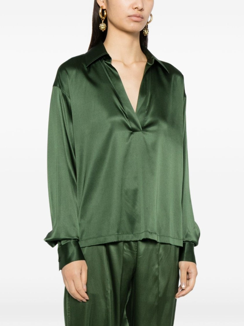 Tom Ford Plunging V-Neck Green Shirt