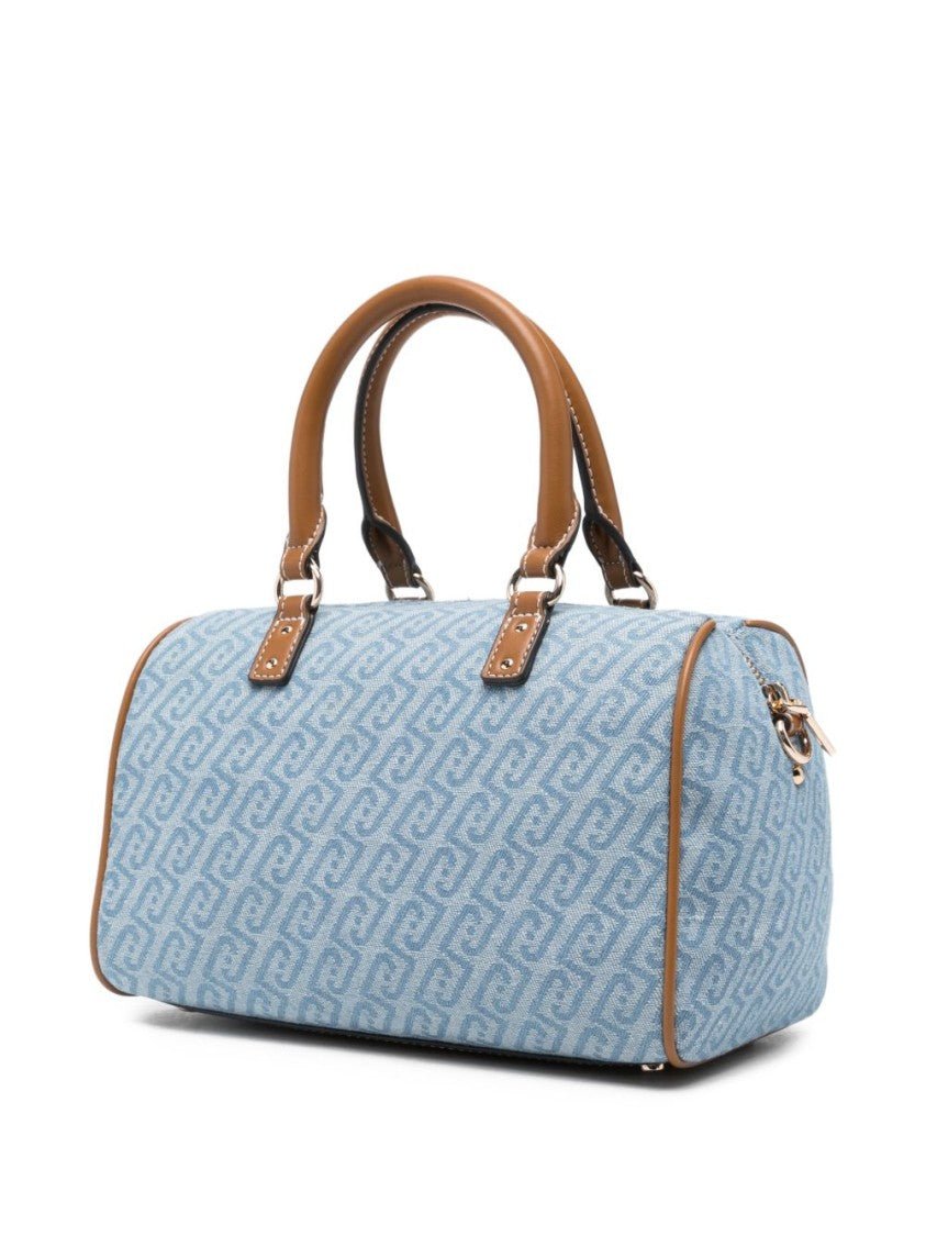 Liu Jo Light Blue Logo Print Shoulder Bag