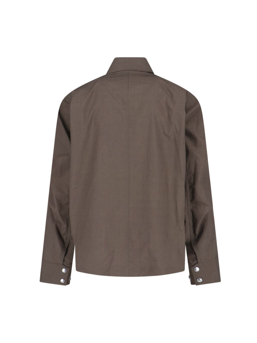Sacai Layered Beige Jacket With Dynamic Textures